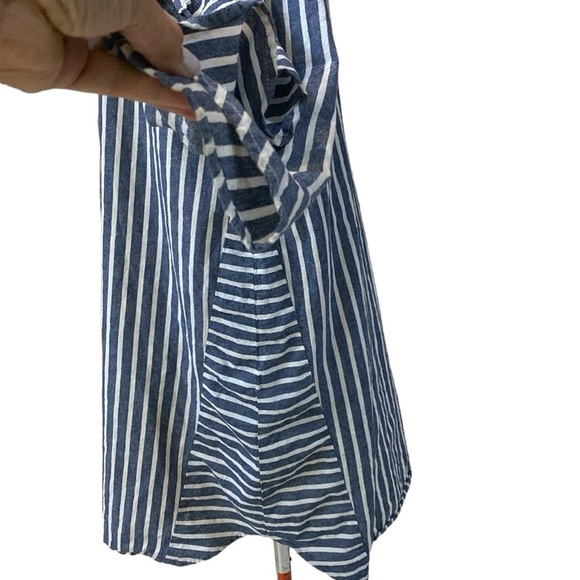 Given Kale Dress Size M Cotton Blue/White Print Button Down V-Neck Tunic Stripe - Picture 7 of 10